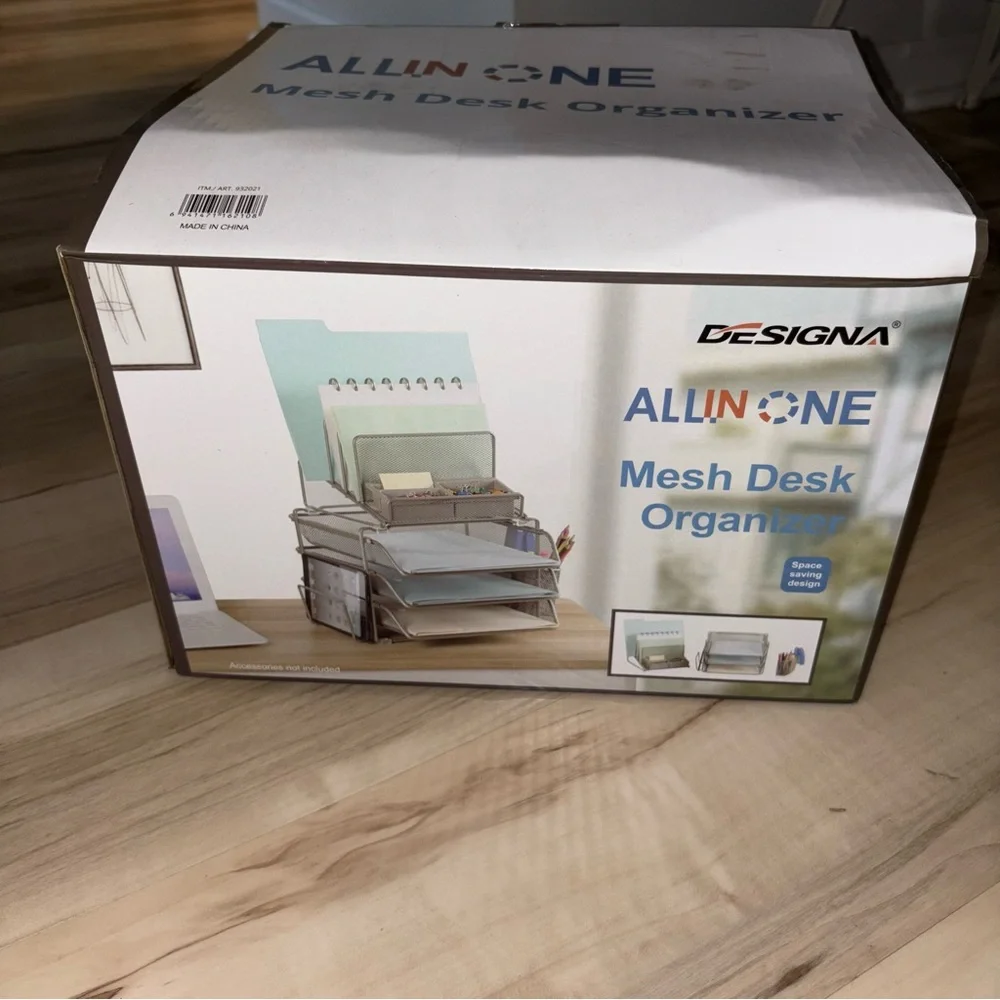 Silver Mesh Desk Organizer